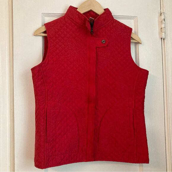 Kiko Jackets & Blazers - Kiko Red Quilted Vest 100% Silk Women's Medium with Stand-Up Collar
